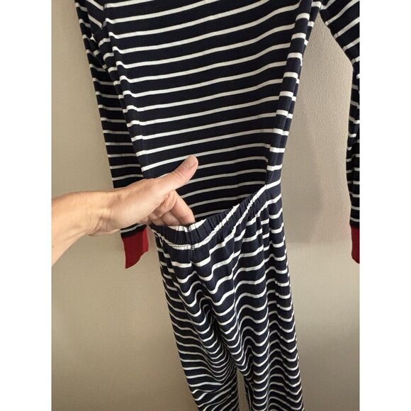J Crew Union Suit Pajamas Striped Blue White Red Small One Piece Long John’s - Picture 7 of 11
